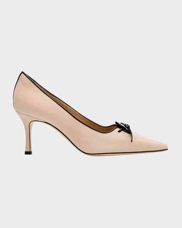 Zaman Suede Bicolor Lace-Up Pumps